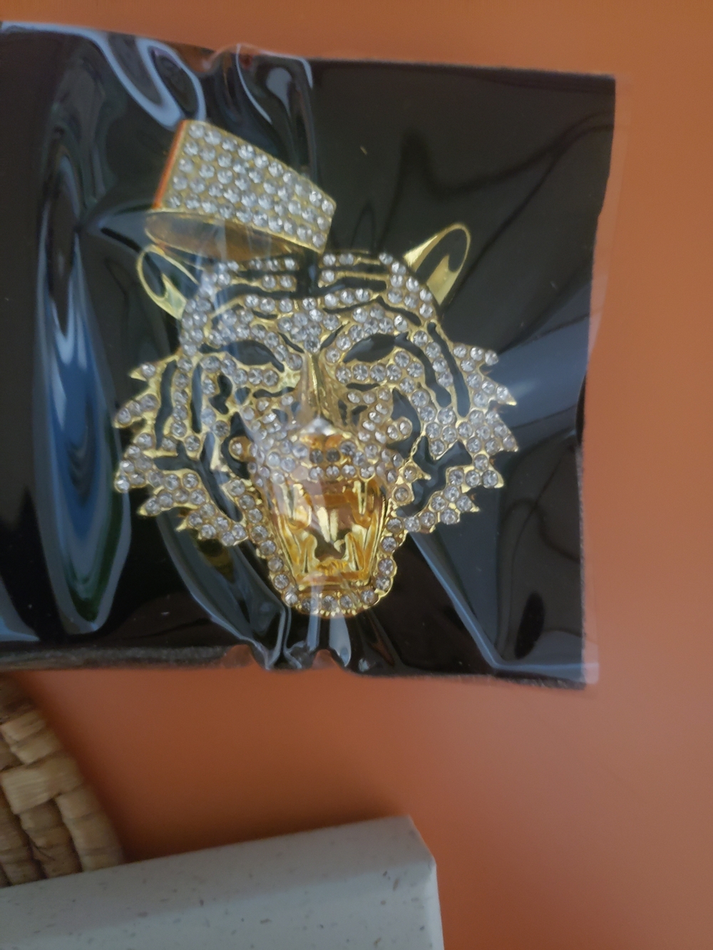 Gold Crystal Tiger Head Pendant Necklace - Women Jewelry